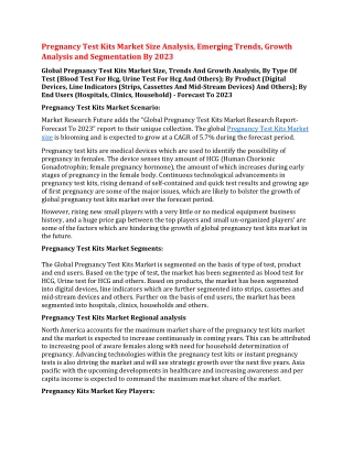 Pregnancy Test Kits Market Size, Growth Analysis, Share Analysis, Emerging Trends By 2023