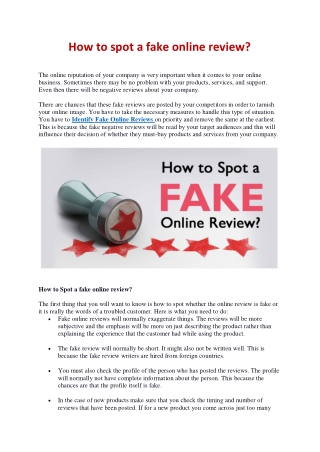 How to spot a fake review online | Repair Online Reputation