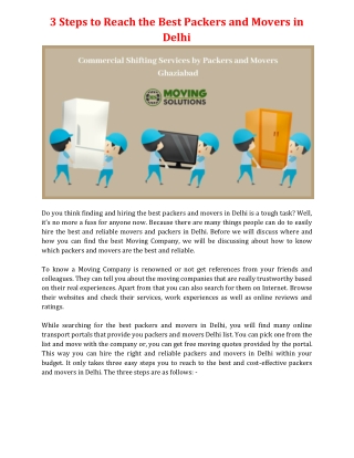 3 Steps to Reach the Best Packers and Movers in Delhi