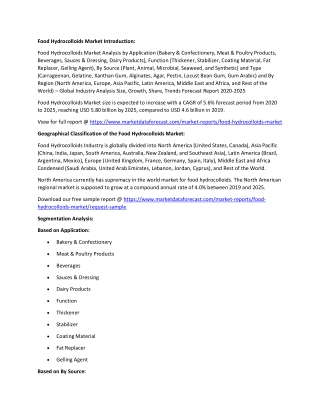 Geographical Classification of the Food Hydrocolloids Market