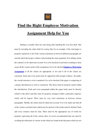 Find the Right Employee Motivation Assignment Help for You