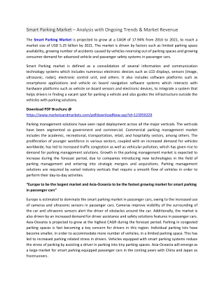 Smart Parking Market – Analysis with Ongoing Trends & Market Revenue