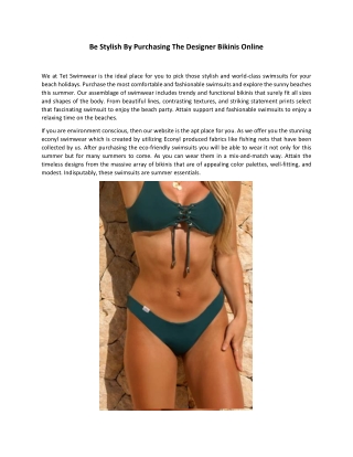 Sustainable Bikini For Sale At TET. Swimwear
