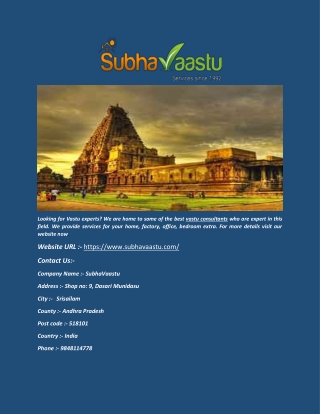 Vastu Consultant In Chennai-SubhaVaastu