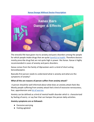 Xanax Dosege Without Doctor Prescription