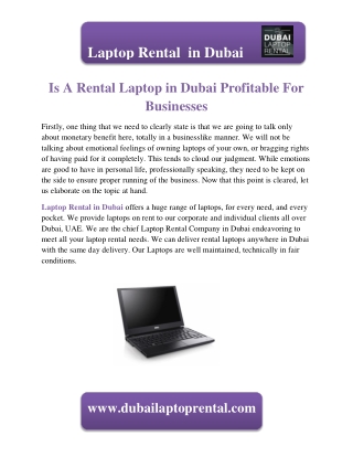 Is A Rental Laptop in Dubai Profitable For Businesses