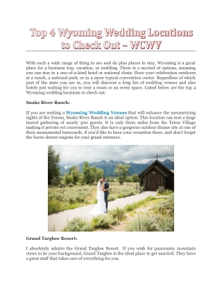 Top 4 Wyoming Wedding Locations to Check Out -  WCWV