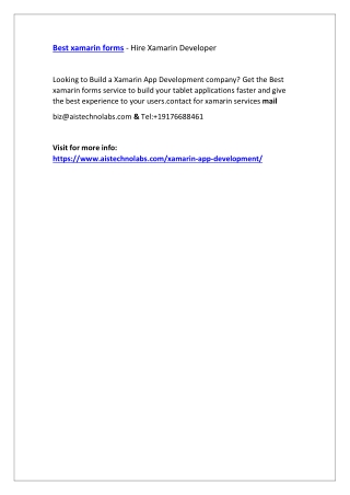 Best xamarin forms - Hire Xamarin Developer