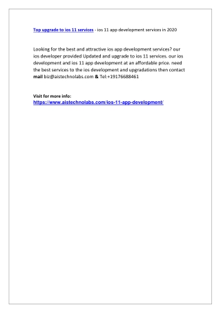 Top upgrade to ios 11 services - ios 11 app development services in 2020