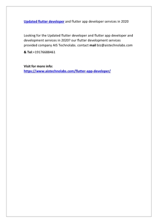 Updated flutter developer and flutter app developer services in 2020