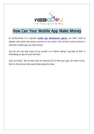How Can Your Mobile App Make Money