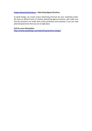 Unique Advertising Brochure - Advertising Agency Brochure