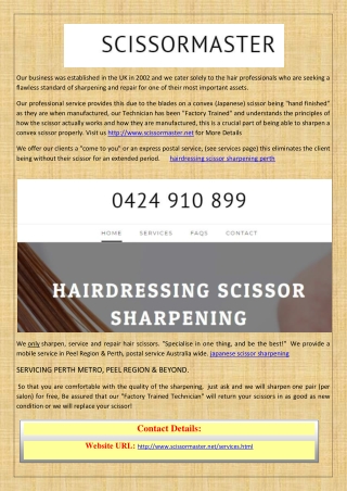 hairdressing scissor sharpening perth