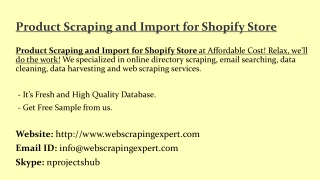 Product Scraping and Import for Shopify Store
