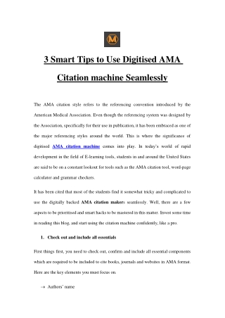 3 Smart Tips to Use Digitised AMA Citation machine Seamlessly