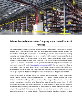 Primus: Trusted Construction Company in the United States of America