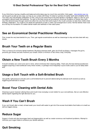 10 Ideal Dental Practitioner Tips for the Best Oral Treatment