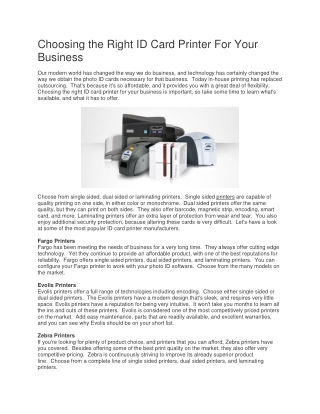 Choosing the Right ID Card Printer For Your Business