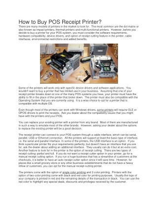 How to Buy POS Receipt Printer?