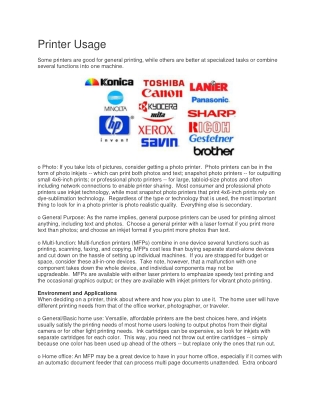 Printer Buying Guide