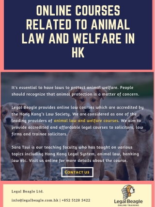 Online Courses Related to Animal Law and Welfare in HK