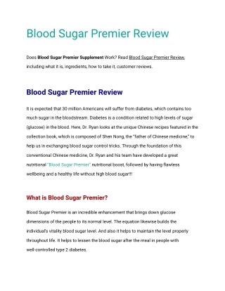 Blood Sugar Premier Review - Scam or Works? TRUE USER REVIEW