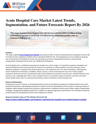 Acute Hospital Care Market Latest Trends, Segmentation, and Future Forecasts Report By 2026