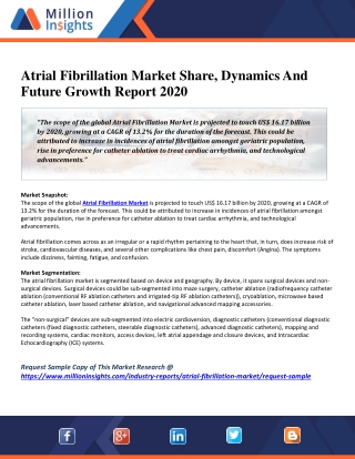 Atrial Fibrillation Market Share, Dynamics And Future Growth Report 2020