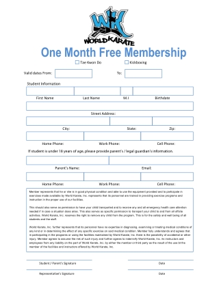 30-Day Free Membership at World Karate