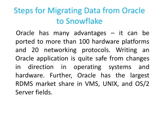 Steps for Migrating Data from Oracle to Snowflake