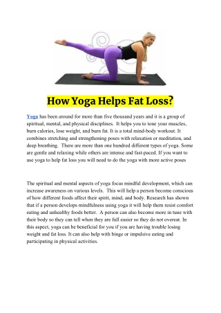 How Yoga Helps Fat Loss?