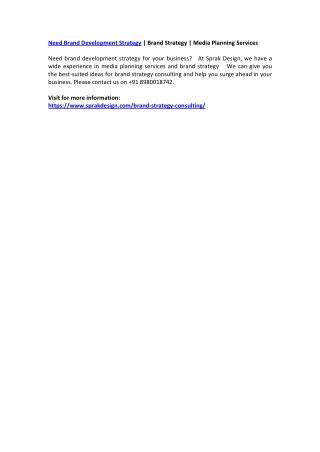 Need Brand Development Strategy | Brand Strategy | Media Planning Services