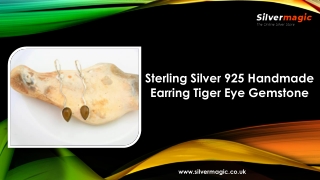 Sterling Silver 925 Handmade Earring Tiger Eye Gemstone