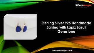 Sterling Silver 925 Handmade Earring with Lapiz Lazuli Gemstone