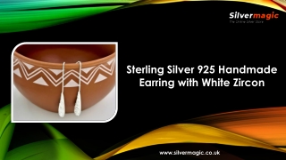 Sterling Silver 925 Handmade Earring with White Zircon