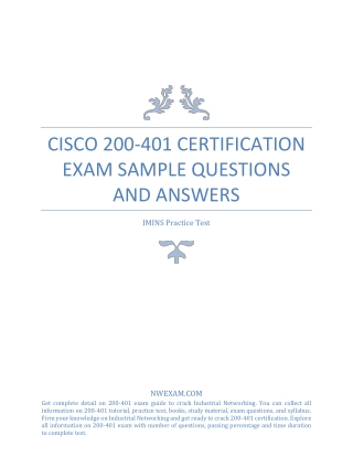 Cisco IMINS 200-401 Certification Exam Sample Questions and Answers