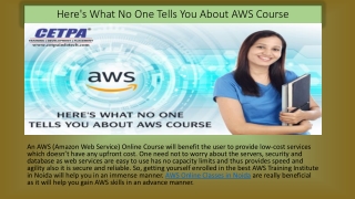 Here's What No One Tells You About Online AWS Course