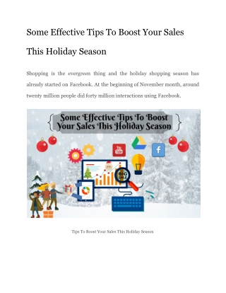 Some Effective Tips To Boost Your Sales This Holiday Season