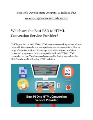 Which are the Best PSD to HTML Conversion Service Provider