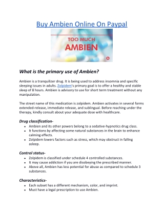 Buy Ambien Online On Paypal