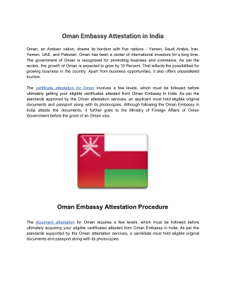 How do I get Oman Embassy Attestation in India?