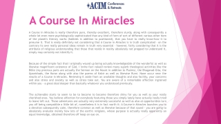 What Is A Course In Miracles