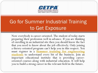 Go For Online Summer Training To Get Exposure