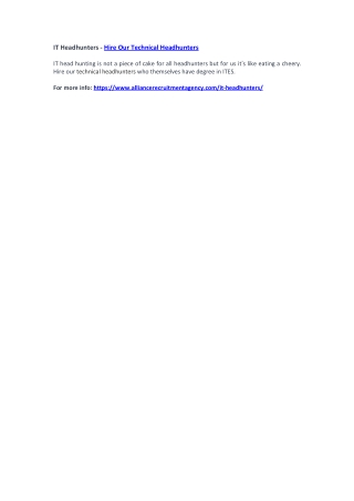 IT Headhunters - Hire Our Technical Headhunters