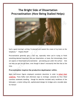 The Bright Side of Dissertation Procrastination (How Being Stalled Helps)