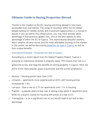 Ultimate Guide to Buying Properties Abroad