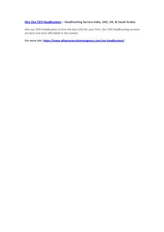 Hire Our CEO Headhunters – Headhunting Service India, UAE, UK, & Saudi Arabia