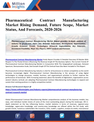 Pharmaceutical Contract Manufacturing Market: 2020 Global Industry Trends, Growth, Share, Size And 2025