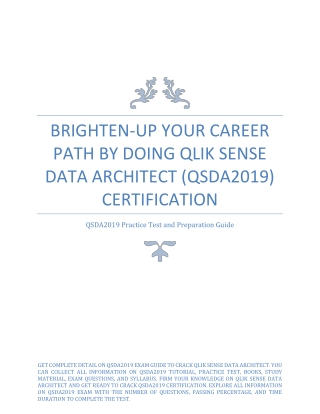 Brighten-Up Your Career Path by Doing Qlik Sense Data Architect (QSDA2019) Certification