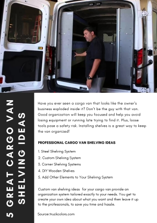 Five Great Cargo Van Shelving Ideas